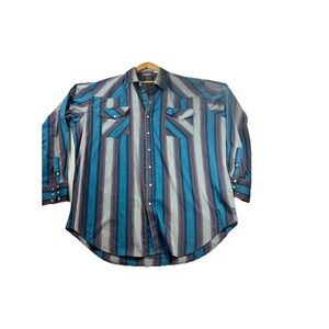 Rock Creek Ranch‎ Mens 2XL Shirt Western Plaid Pearl Snap L/Sleeve Cowboy Rodeo